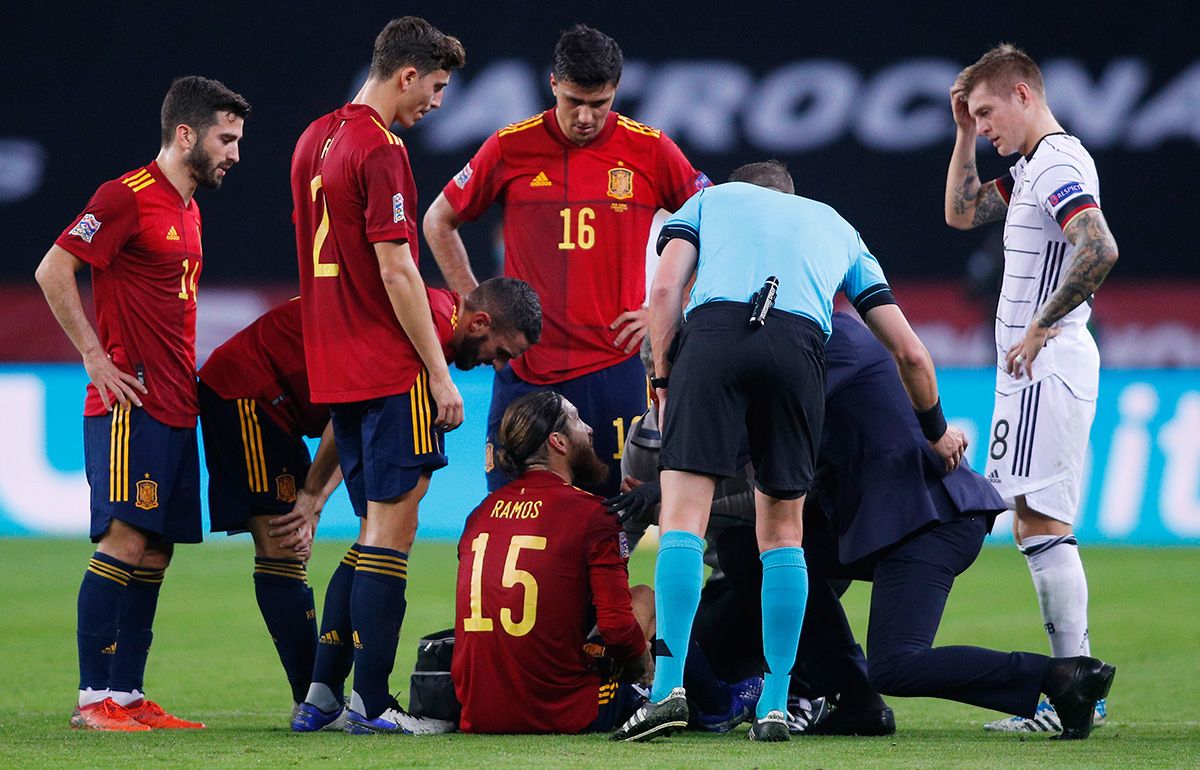 Sergio Ramos was injured in the Spain Germany