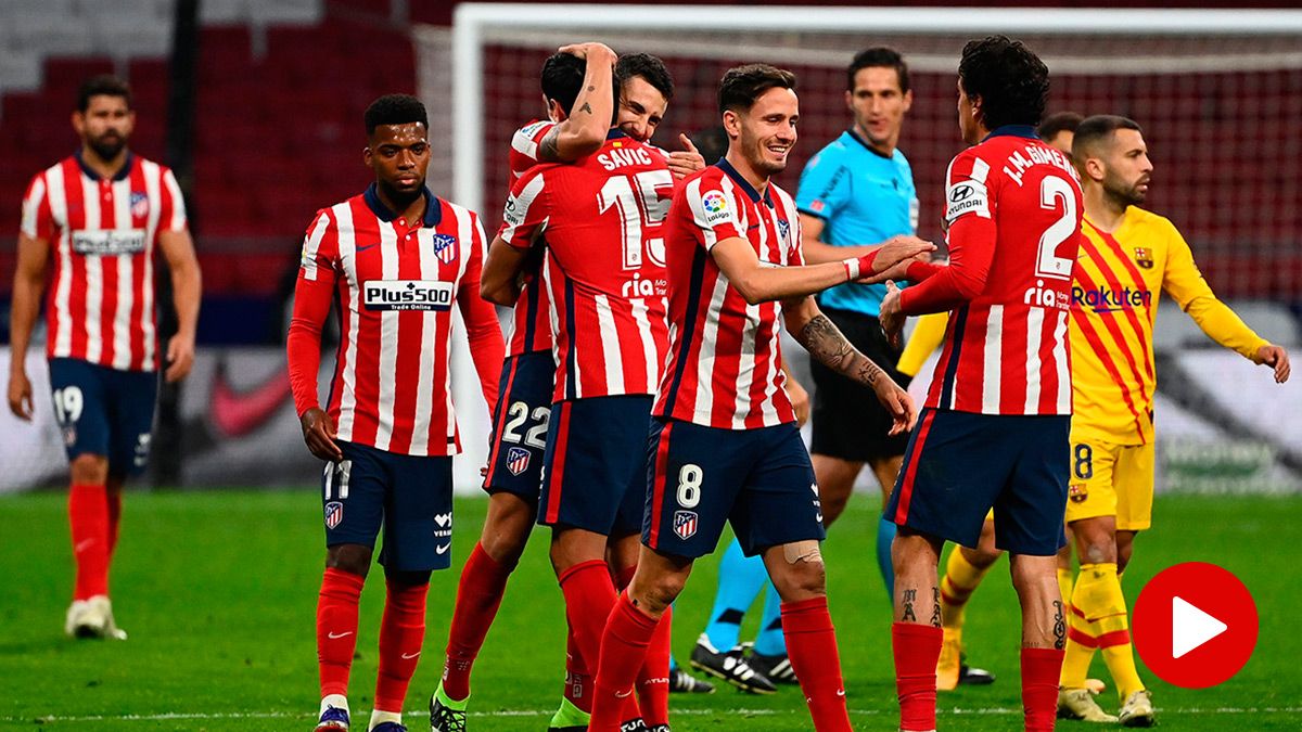 The Atlético of Madrid, celebrating the victory against the FC Barcelona