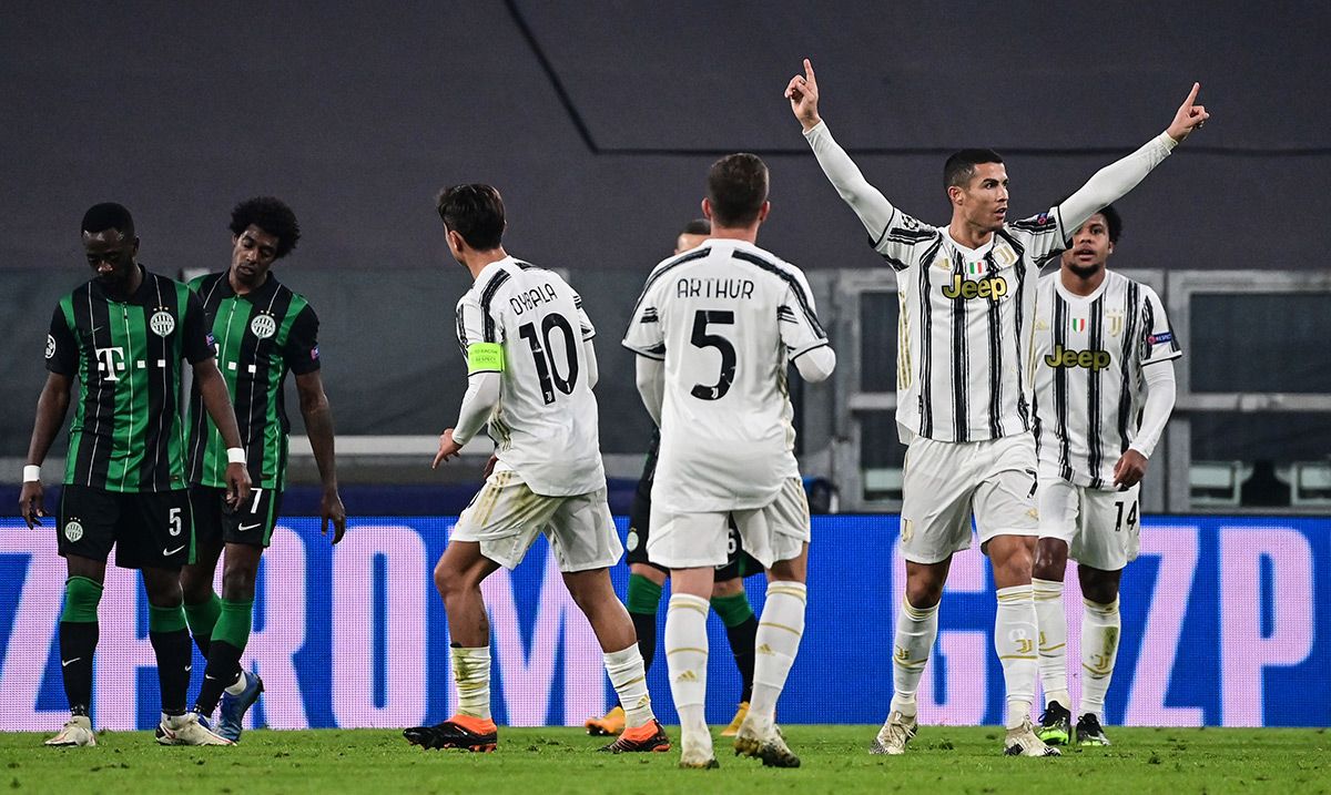 Cristiano Ronaldo, celebrating a goal against the Ferencvaros