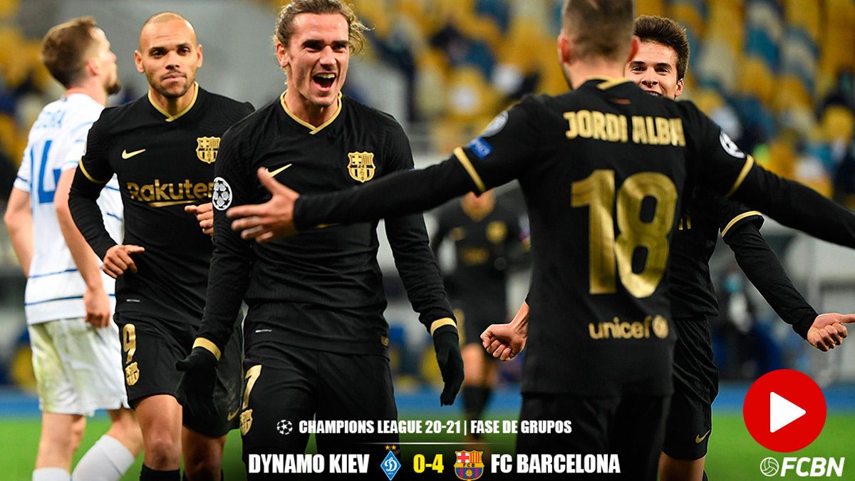 Antoine Griezmann, celebrando el gol marcado contra el Dynamo Kiev