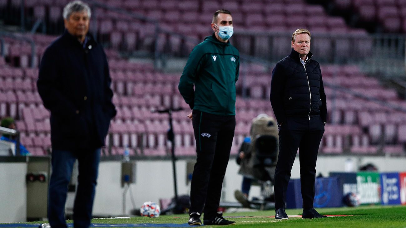 Ronald Koeman en el partido ante el Dynamo de Kiev