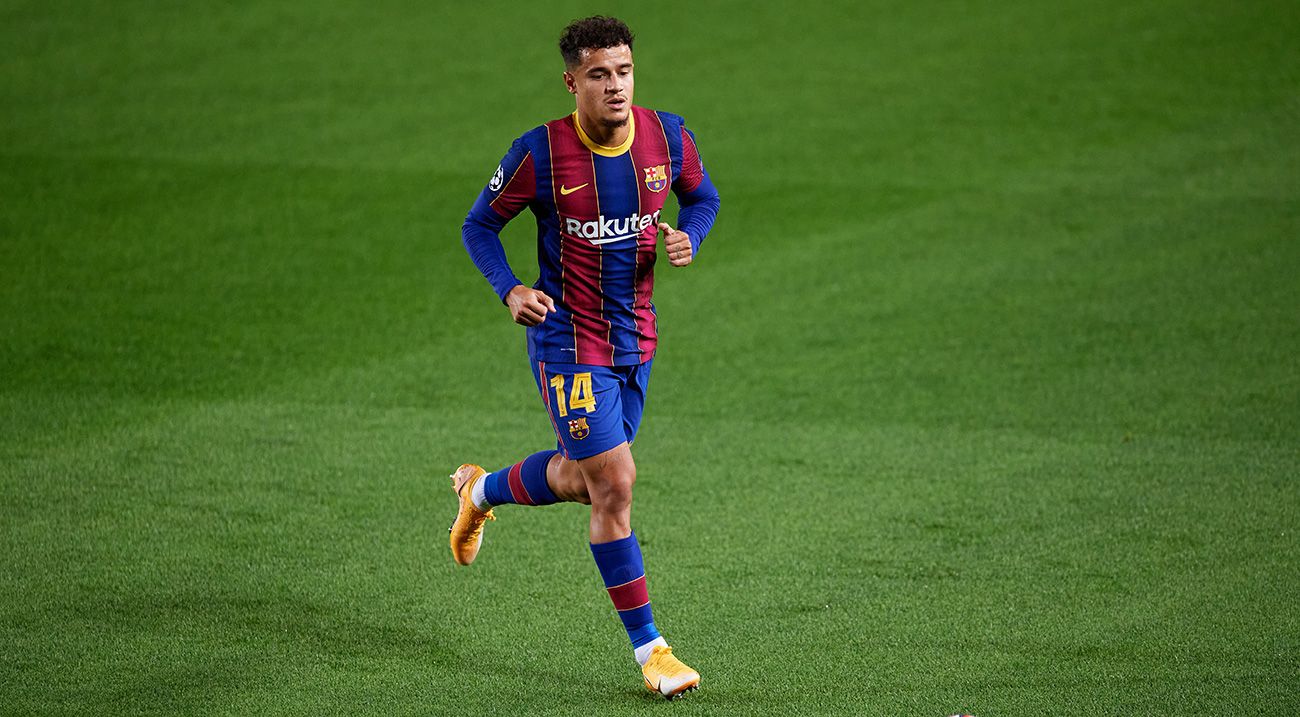 Philippe Coutinho in a match of the Barça