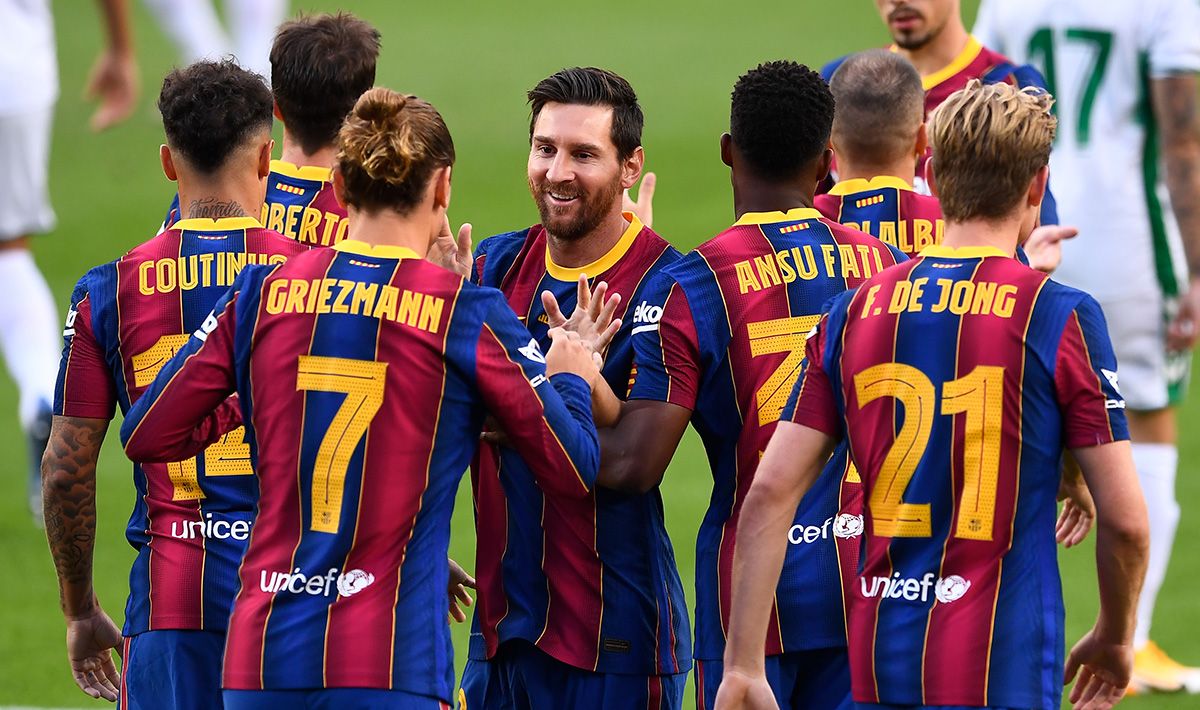 Messi y Griezmann, celebrando un gol con el Barça