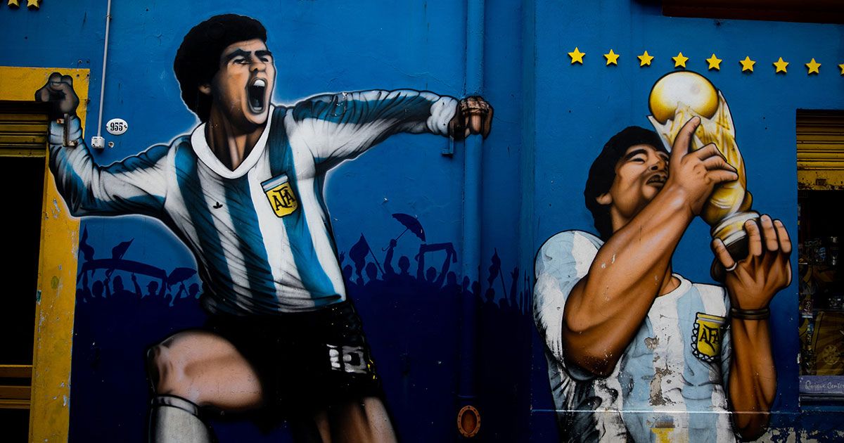 Mural de Diego Armando Maradona en Argentina