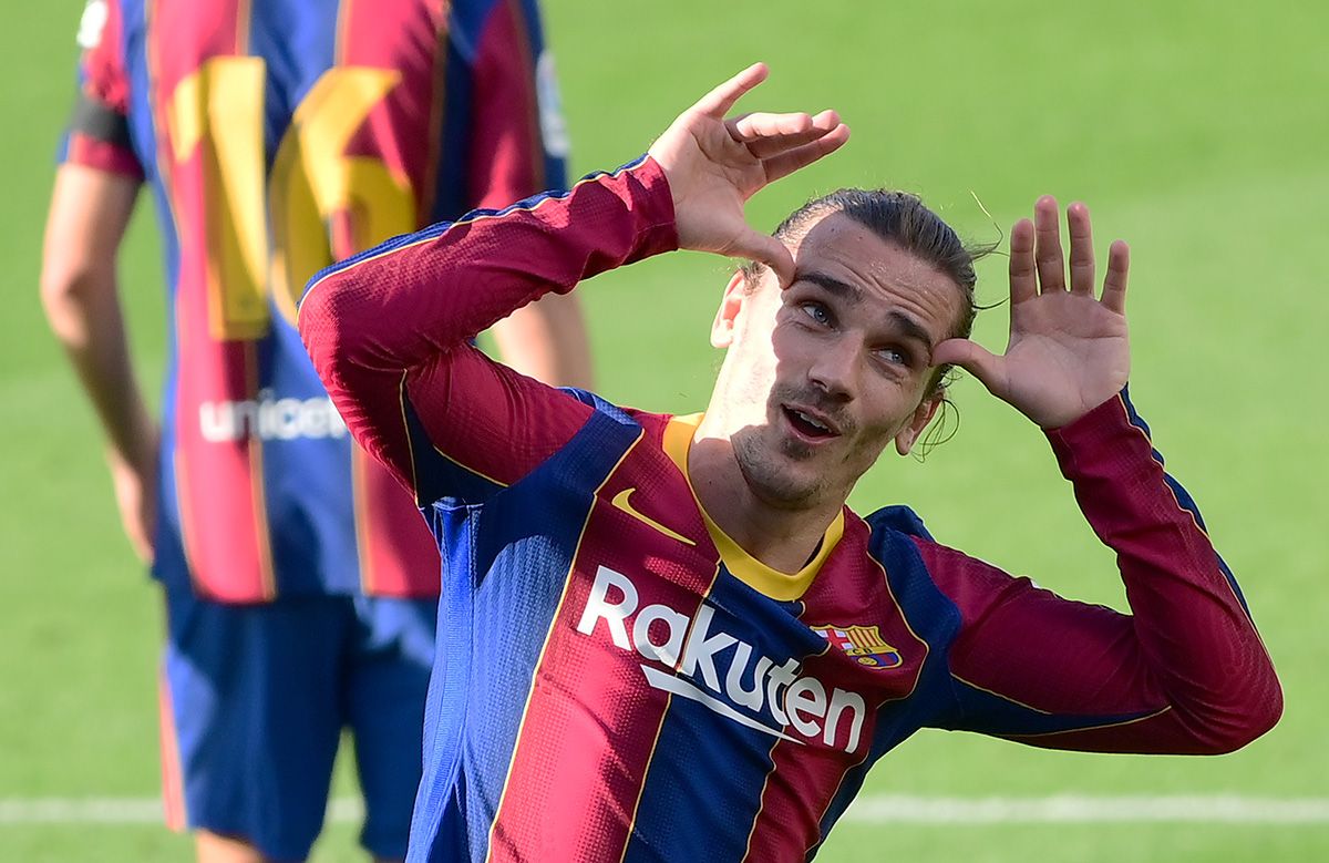 Antoine Griezmann celebrating his goal against Osasuna