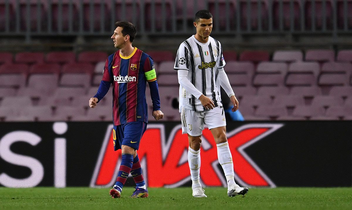 Leo Messi and Cristiano Ronaldo, during the Barça-Juventus in the Camp Nou
