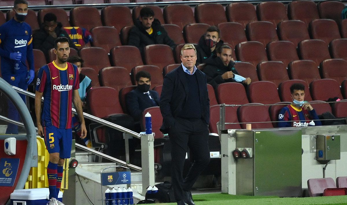 Ronald Koeman, during a match of the Barça this season