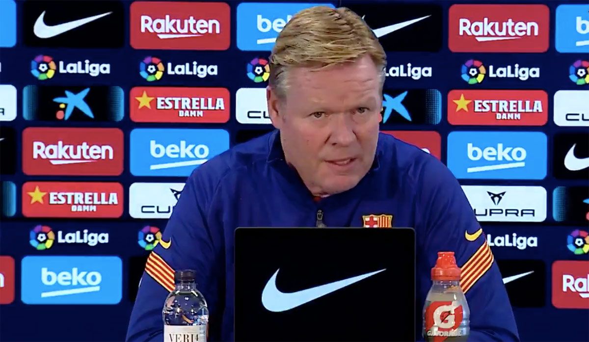 Ronald Koeman, during the previous press conference to the Barça-Levante