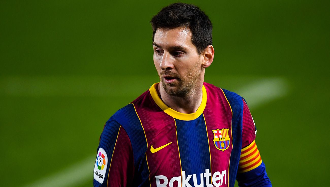 Leo Messi en un partido de Liga con el Barça