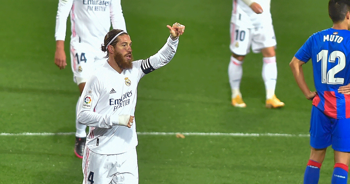 Sergio Ramos, en el partido del Real Madrid frente al Eibar