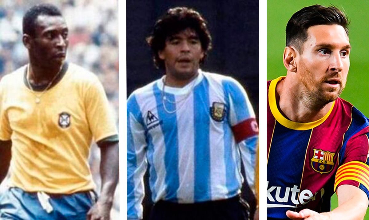 Pelé, Messi and Maradona, the best '10' of the history