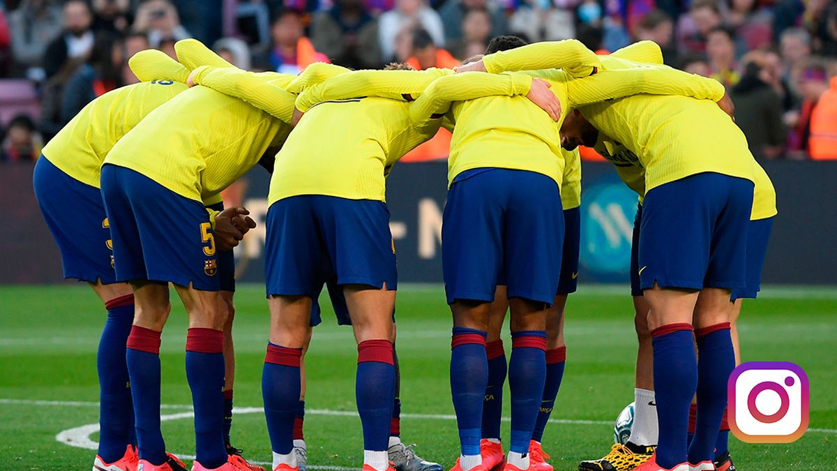 Warming of the FC Barcelona before a match this season 2020-21
