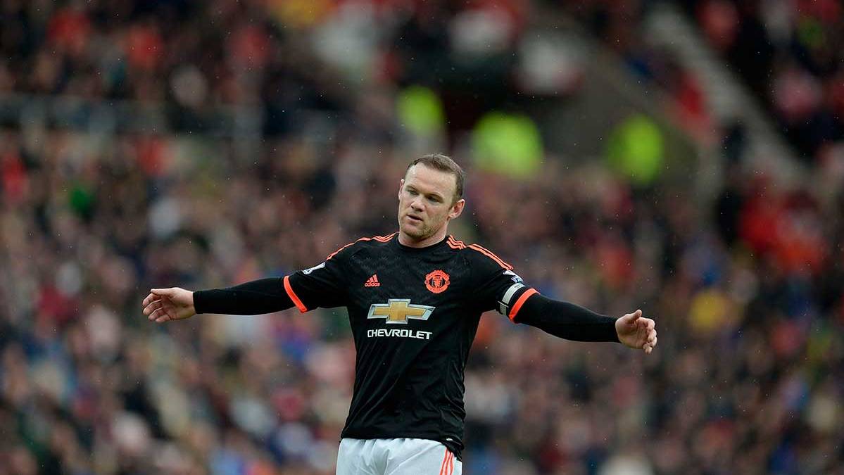 Wayne Rooney en el partido de Premier entre Sunderland y Manchester United
