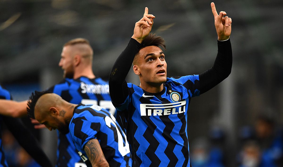 Lautaro Martínez, celebrando un gol marcado con el Inter de Milán