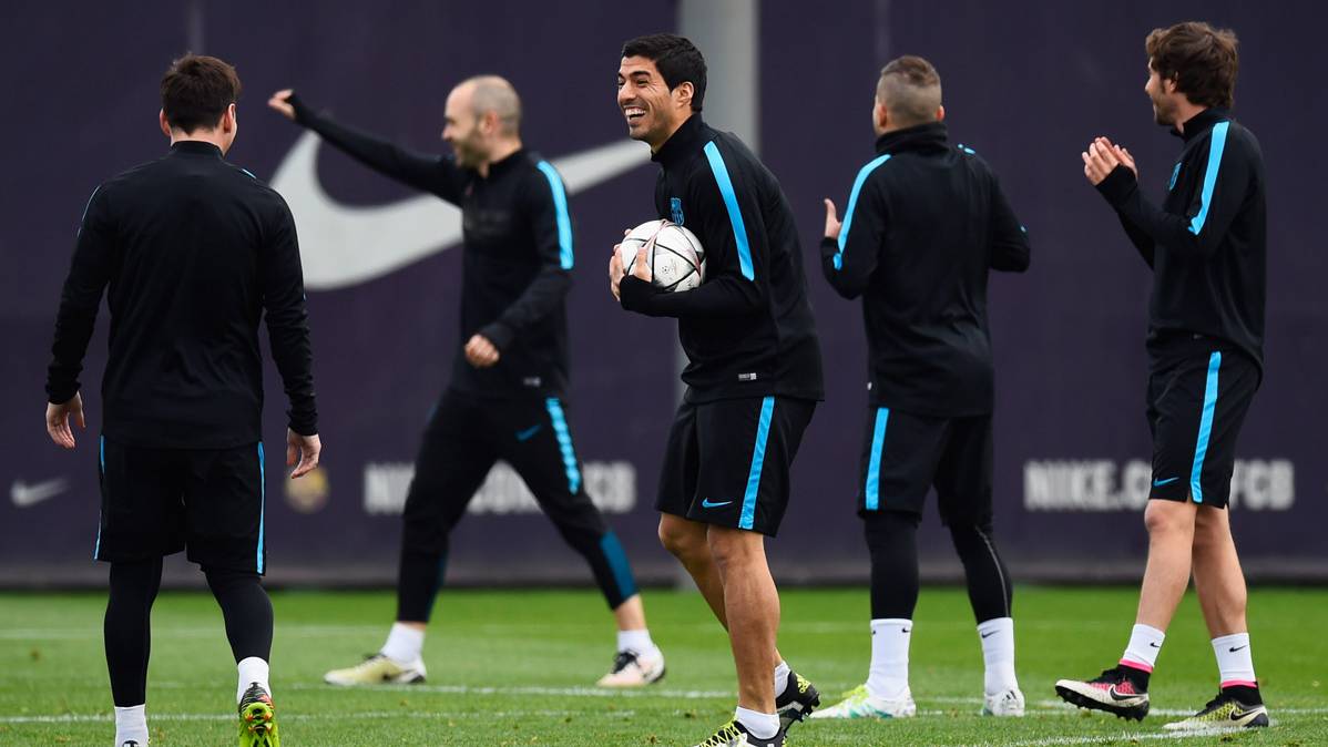The Barça, during the training of the Monday