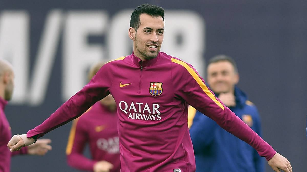 Sergio Busquets, in one of the entrenos of this season