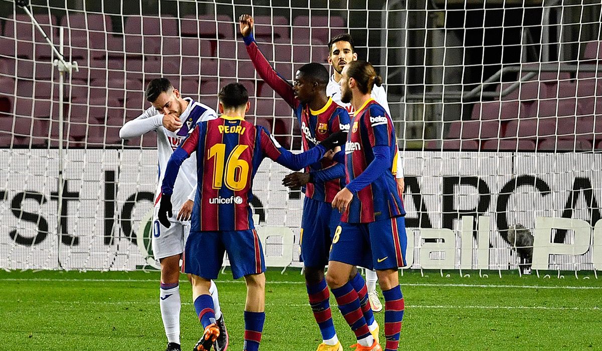 Dembélé, celebrando el gol marcado contra el Eibar