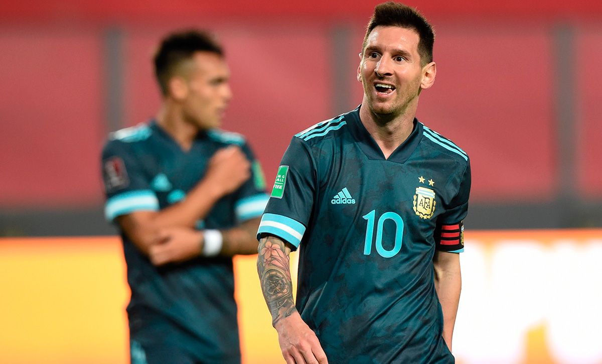 Leo Messi, during a match with the national team of Argentina