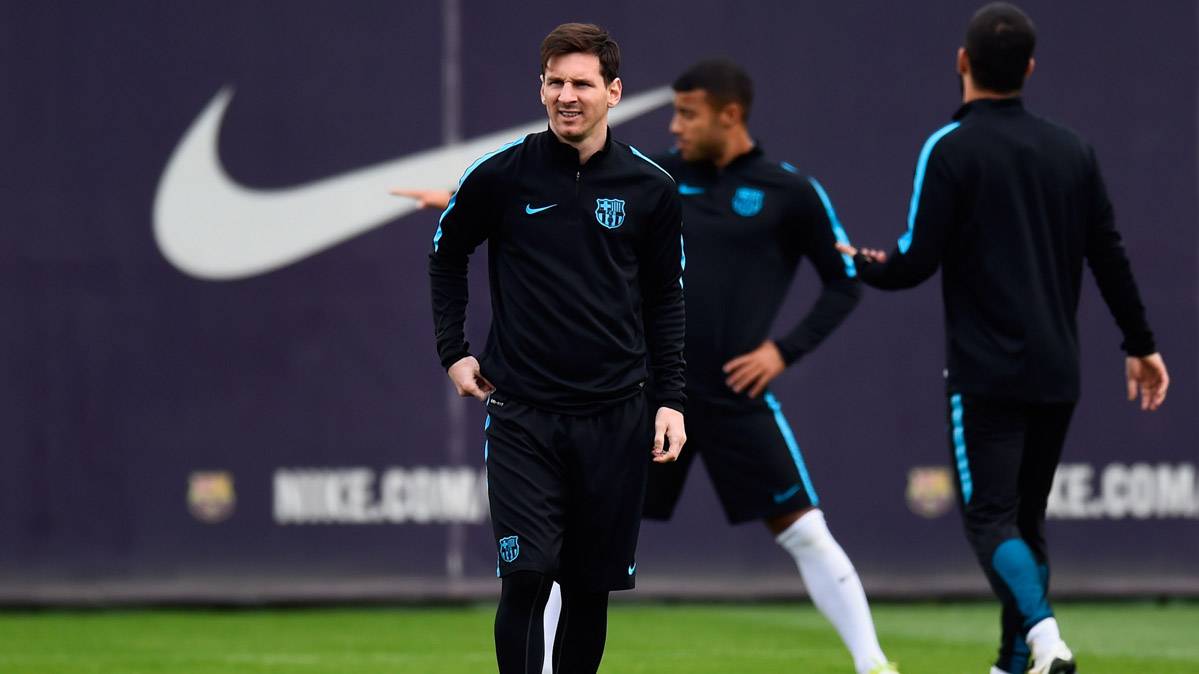 Leo Messi, en el último entrenamiento del Barça