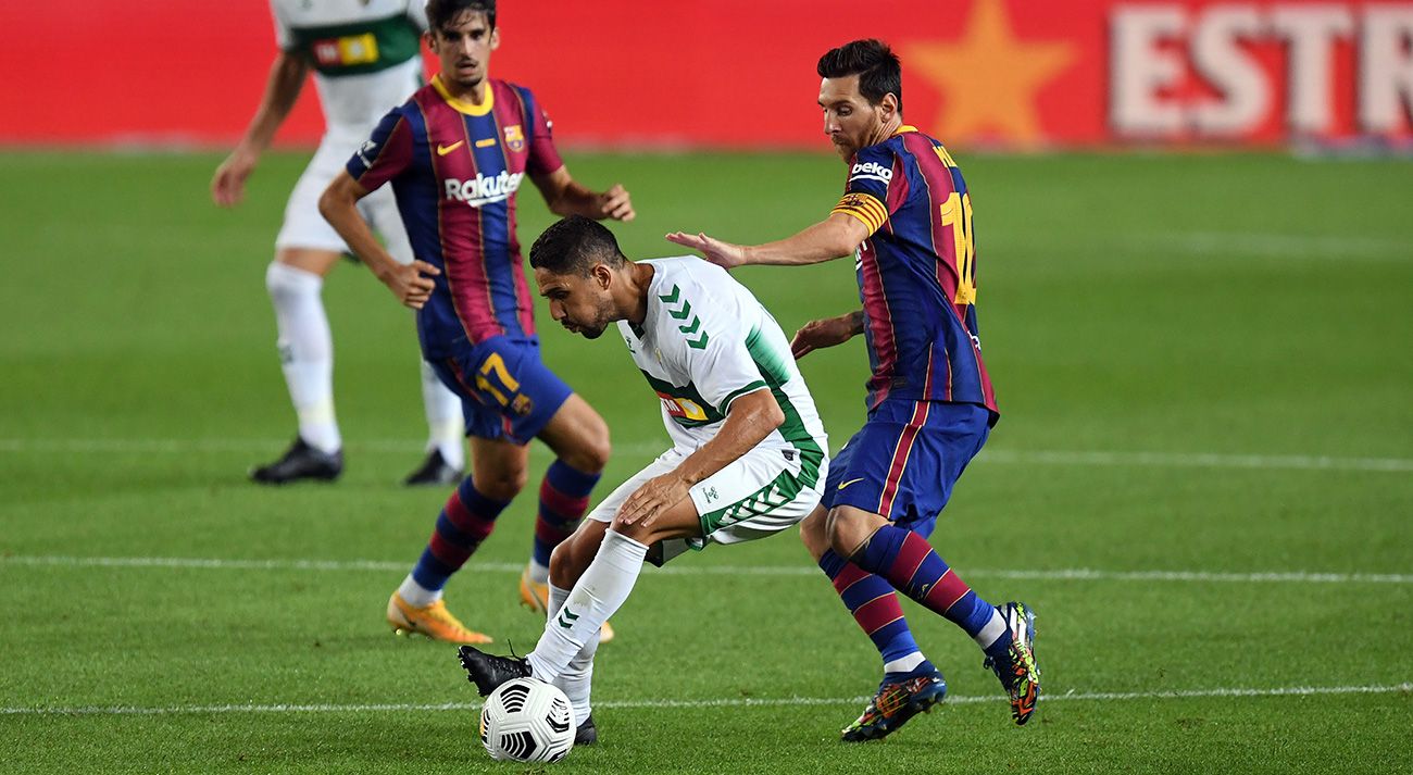 Messi in the party in front of the Elche of the Gamper