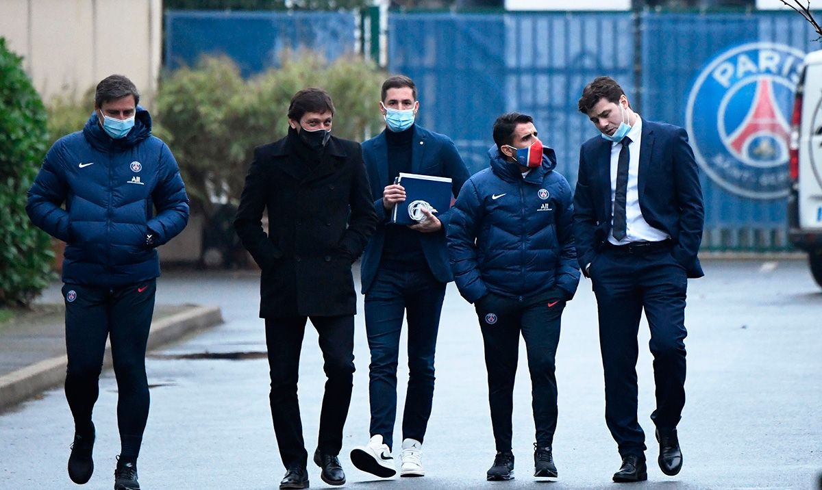 Mauricio Pochettino, course to his first session of training with the PSG