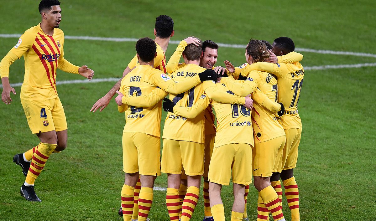 The FC Barcelona, celebrating the second goal against the Athletic