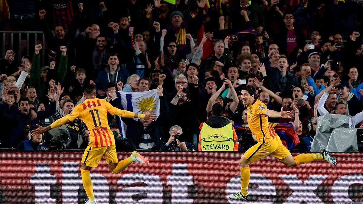 El Camp Nou celebrando el segundo gol de Luis Suárez