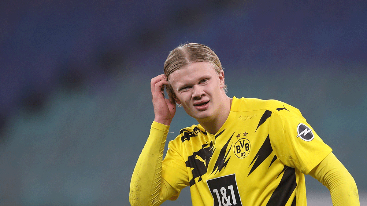 Erling Haaland, en la victoria del Dortmund ante el RB Leipzig