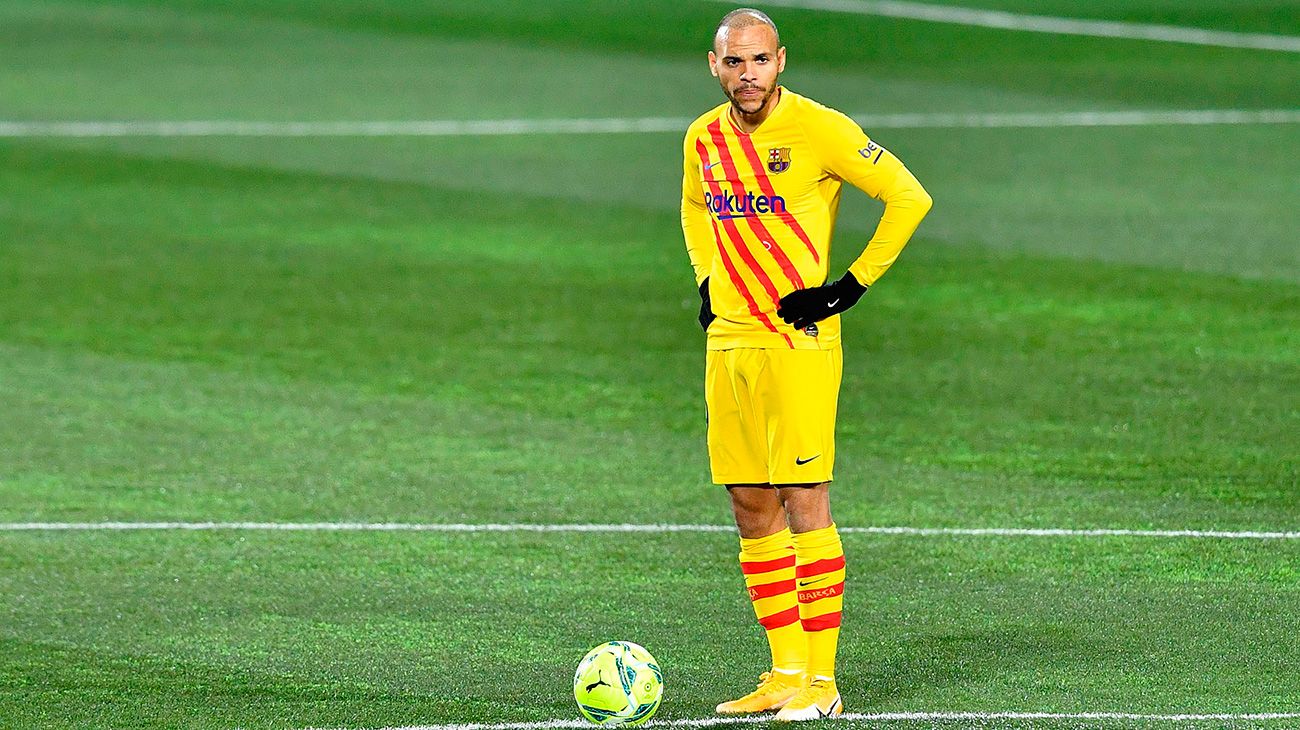 Martin Braithwaite en un partido del Barça en Liga