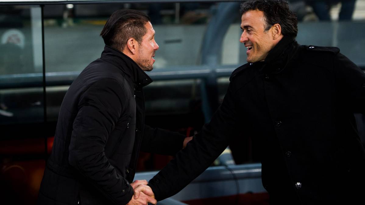 Luis Enrique and Simeone, greeting before a party