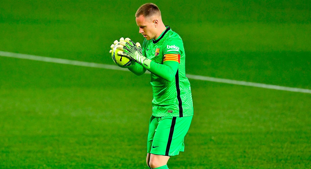 Ter Stegen en un partido con el Barcelona