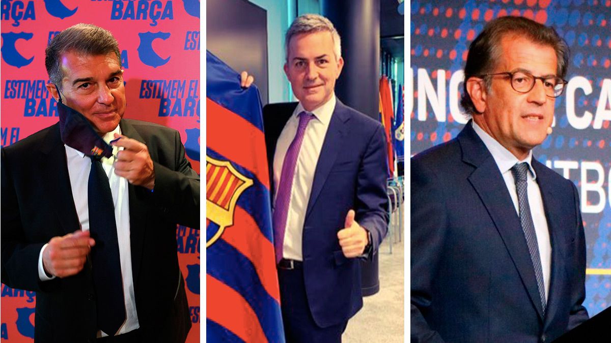 Joan Laporta, Víctor Font and Toni Freixa, the three candidates to the elections