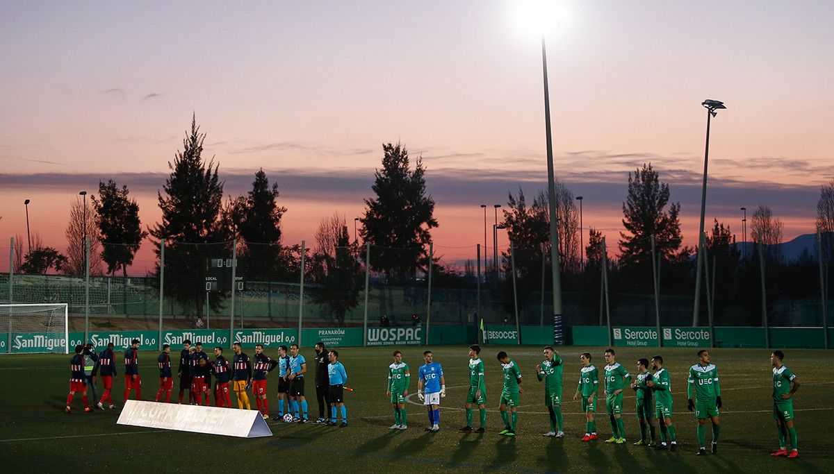 Instantes previos a la disputa del Cornellá-Atlético de Copa del Rey