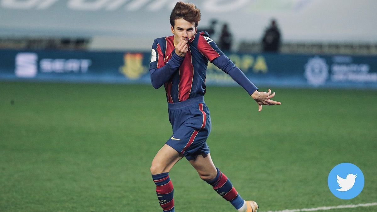 Riqui Puig, celebrating the pass of the Barça to the final of the Supercopa of Spain