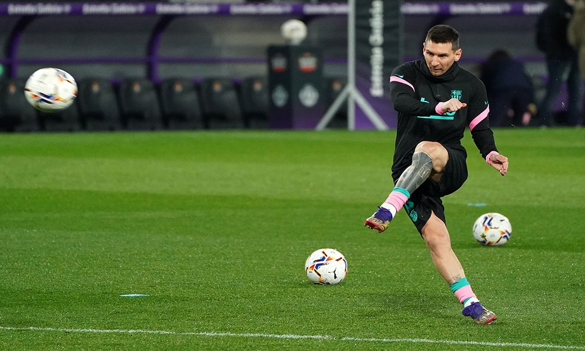 Messi, entrenando con el Barcelona