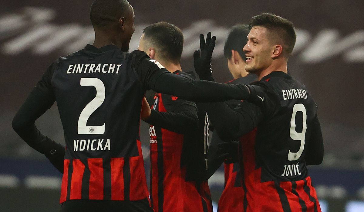Luka Jovic, celebrating one of his goals with the Eintracht of Frankfurt