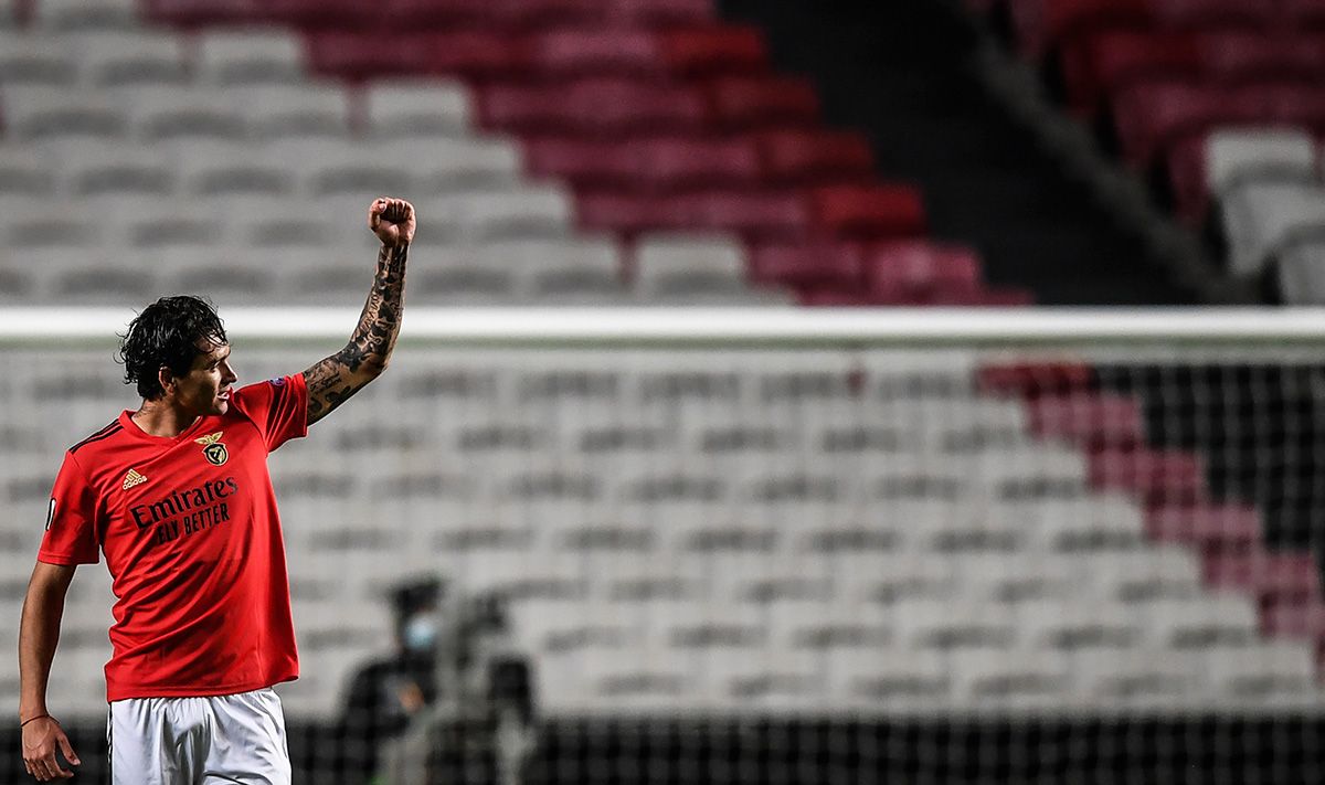 Darwin Núñez, celebrando un gol marcado con el Benfica