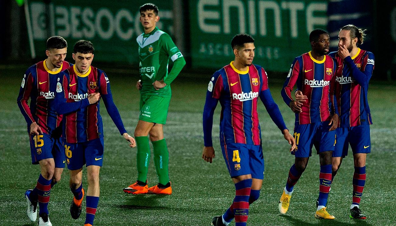The players of the Barça in Cornellà