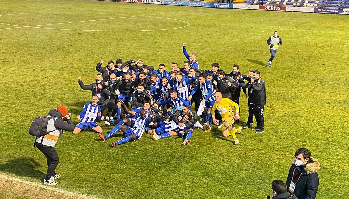 El Alcoyano, celebrando el pase de Copa del Rey contra el Real Madrid