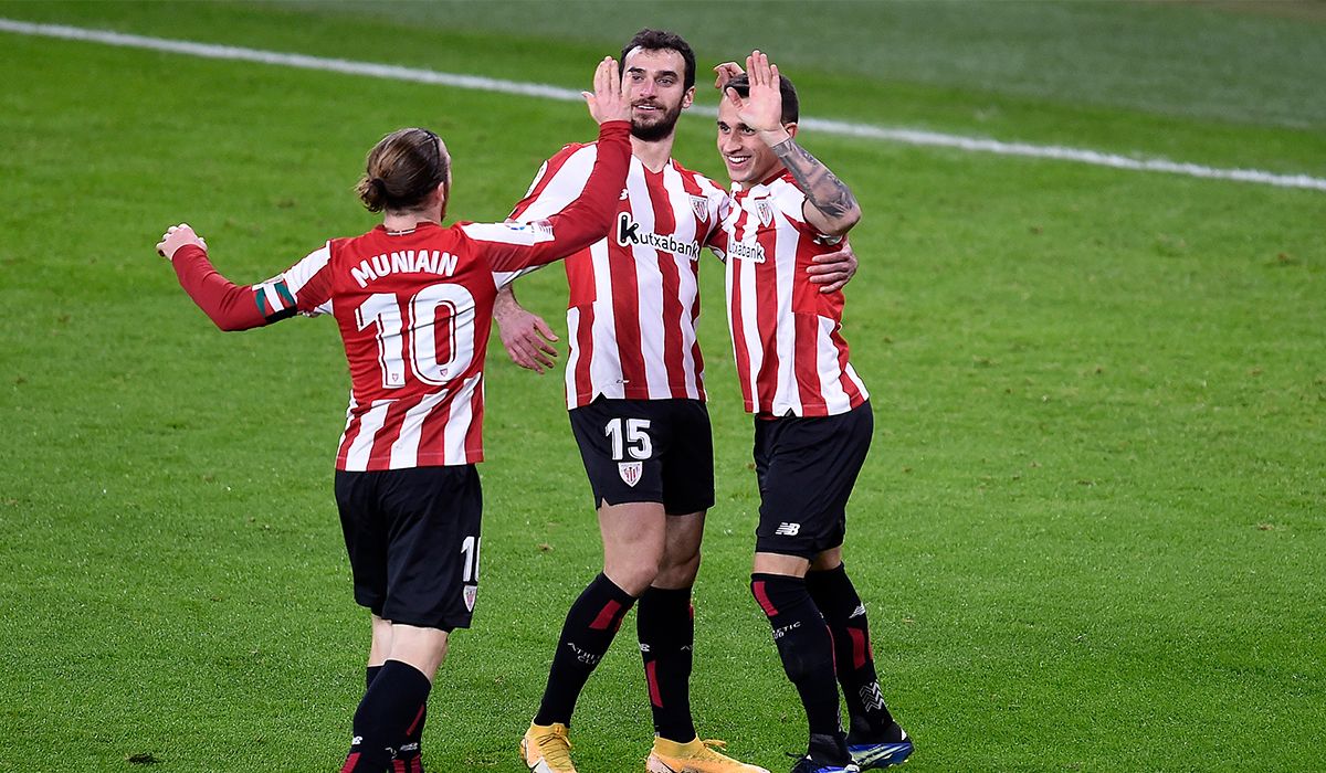 The players of the Athletic Bilbao, during the party in front of the Getafe in LaLiga