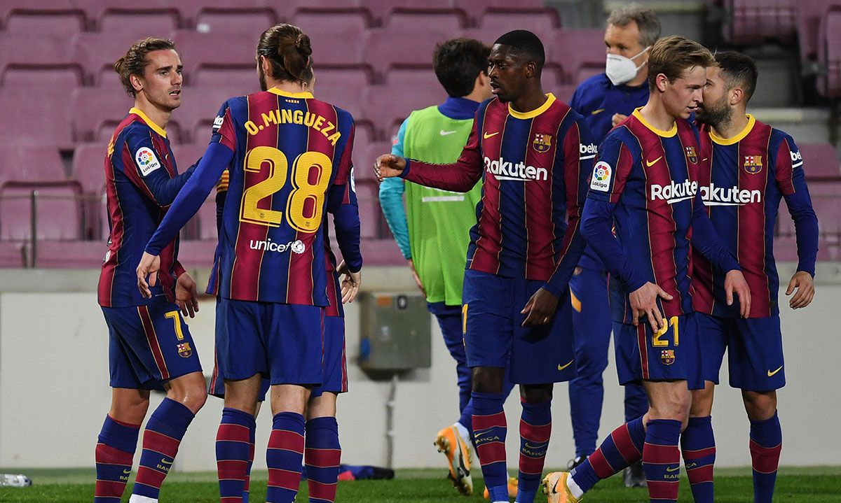 The FC Barcelona, celebrating the goal of Griezmann in front of the Athletic in the Camp Nou