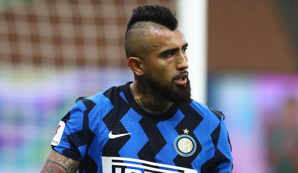 Vidal, durante un partido con el Inter