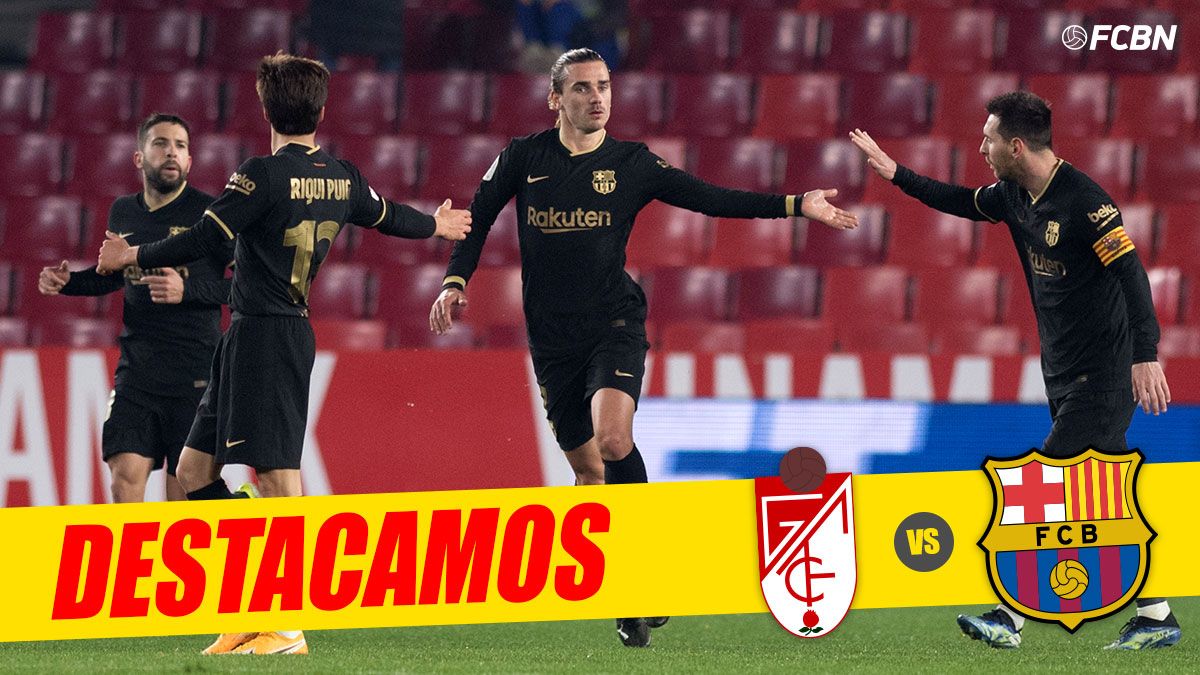 Griezmann, celebrating with his mates the goal against the Granada