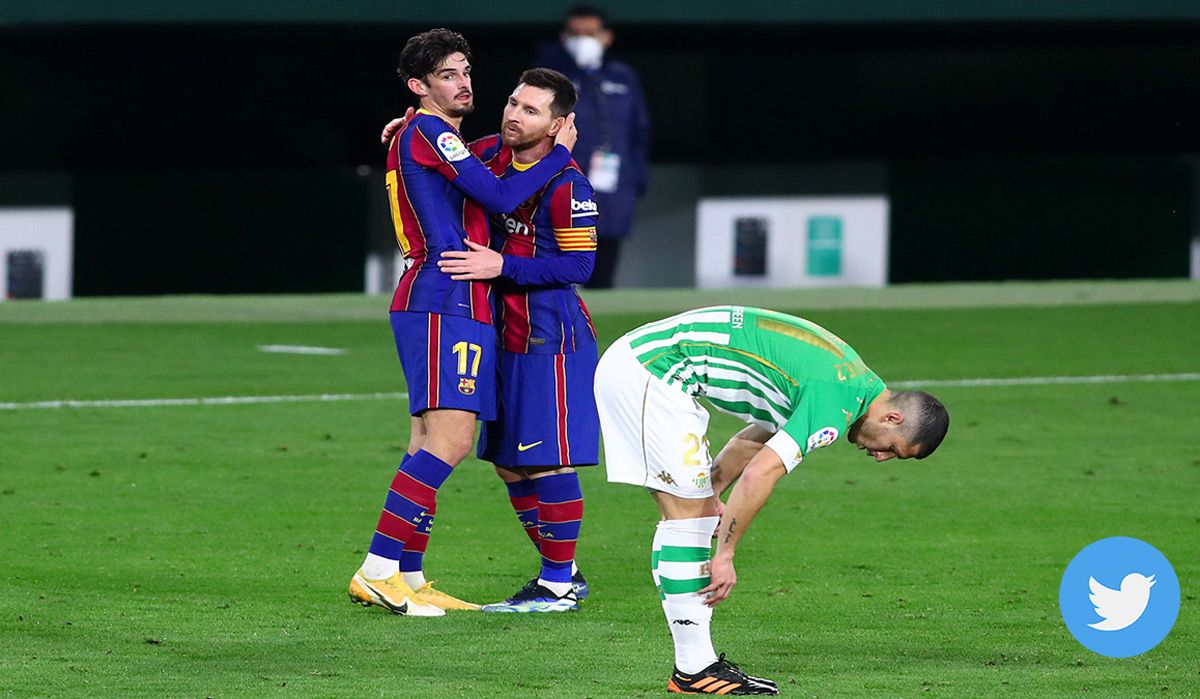 Trincao y Messi en el partido ante el Real Betis