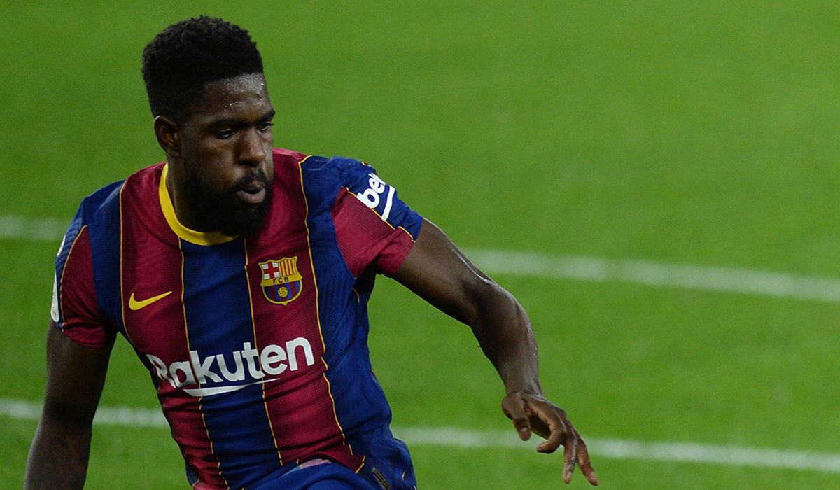 Samuel Umtiti, en el Sevilla-Barça de la Copa del Rey