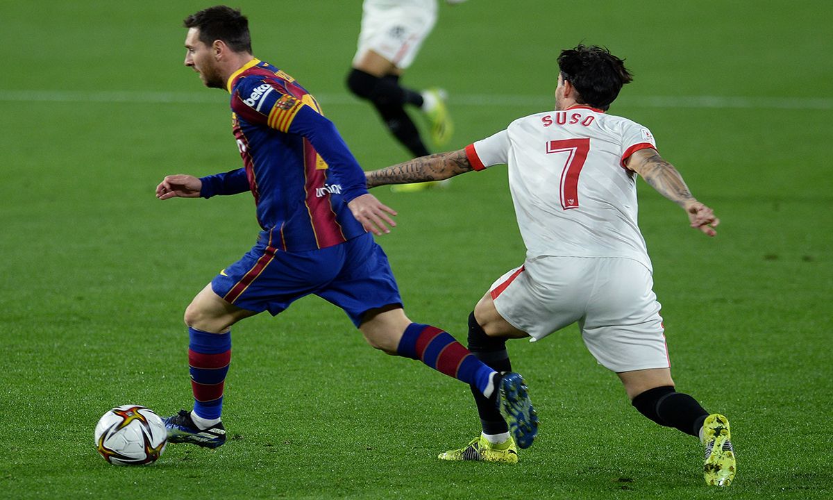 Suso and Messi, in the match of Cup of Rey
