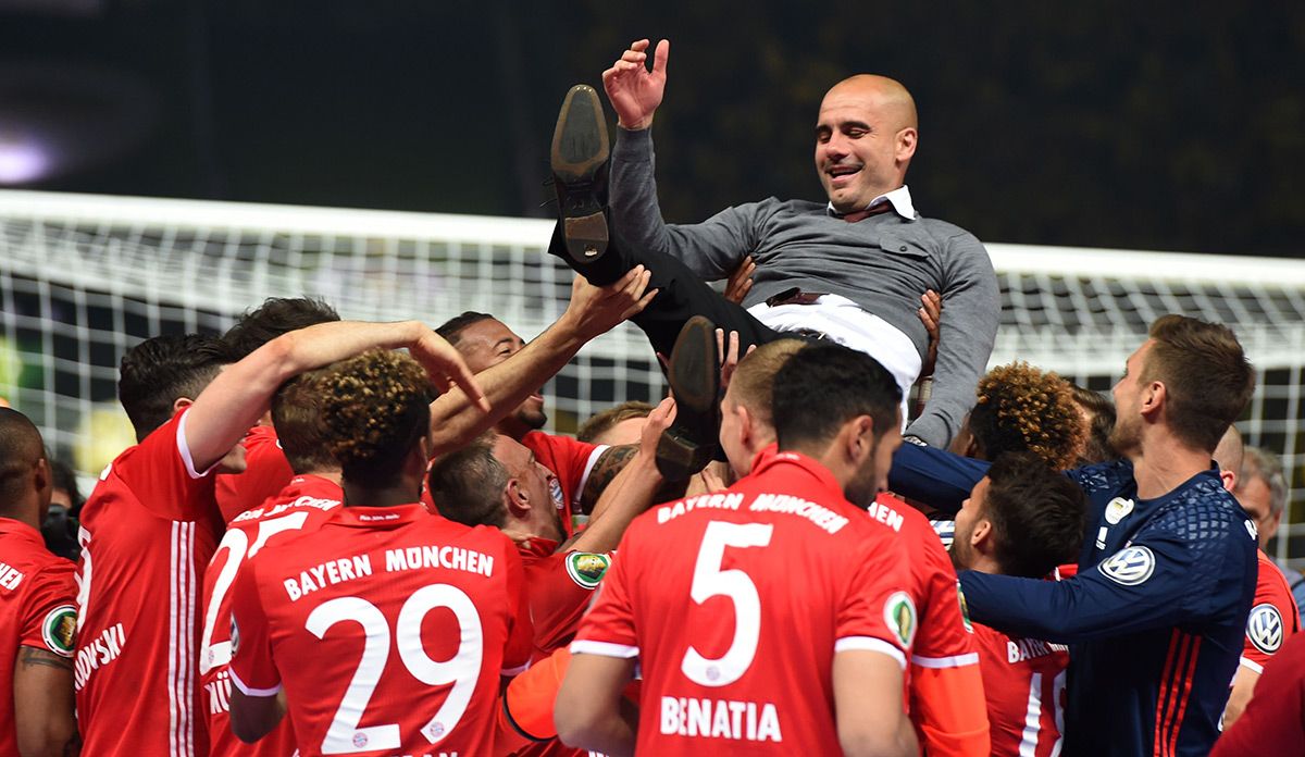 Pep Guardiola, celebrating a title with the Bayern Munich in an image of archive
