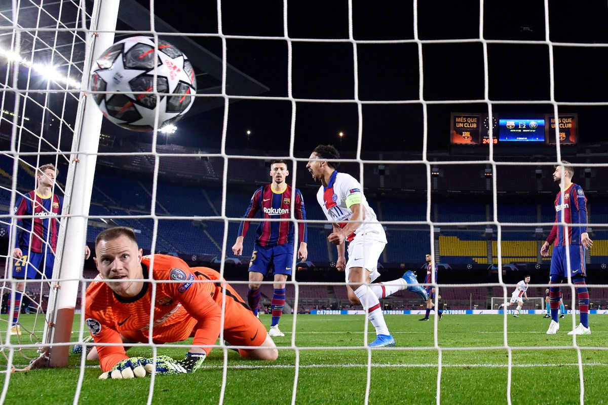 Gol del PSG al Barça en la ida de los octavos de final de la Champions League