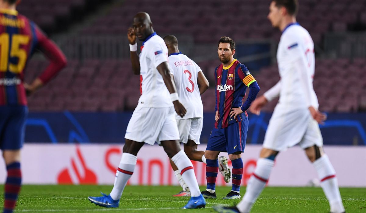 Leo Messi en el partido frente al PSG