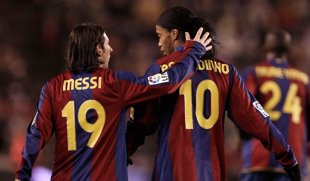 Leo and 'Dinho' in the Barcelona